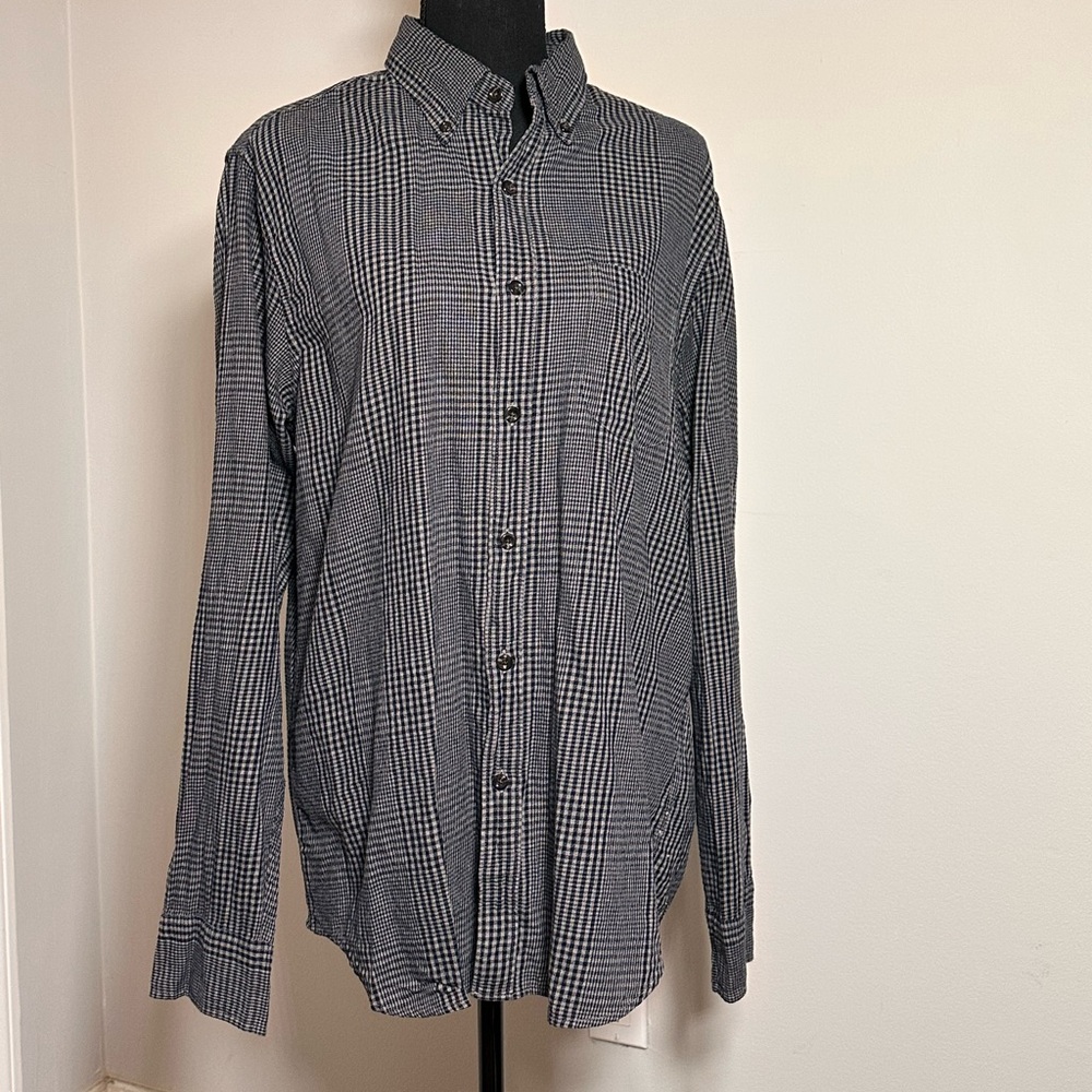 J.Crew Brushed Twill Plaid Button Down Shirt Gray Long Sleeve Men’s M